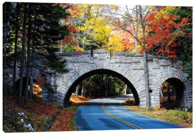 Stone Bridge Over A Carriage Road, In Acadia Canvas Art Print - George Oze