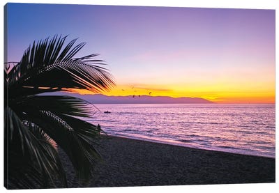 Los Muertos Beach Sunset, Puerto Vallarta, Mexico Canvas Art Print - Mexico Art