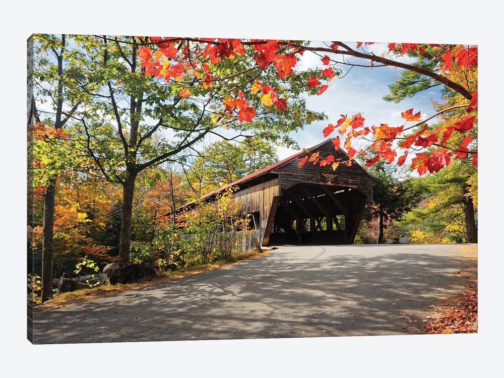 Low Angle View Of A Covered Bridge, Albany, New Hampshire by George Oze 1-piece Canvas Art Print