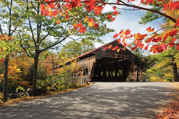 Low Angle View Of A Covered Bridge, Albany, New Hampshire