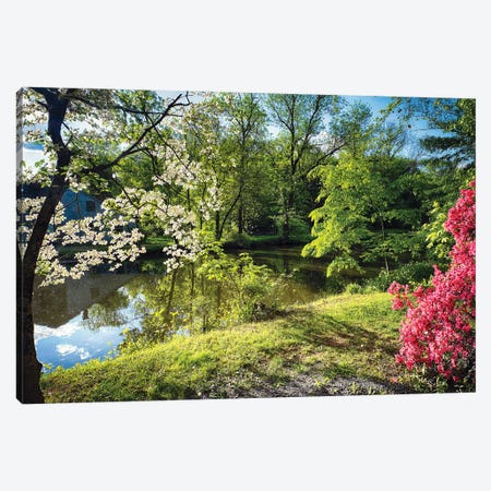 Azalea And Dogwood Bloom At A Creek, Deleware And Raritaln Canal State Park, Griggstown, New Jersey, USA Canvas Print #GOZ702} by George Oze Canvas Artwork