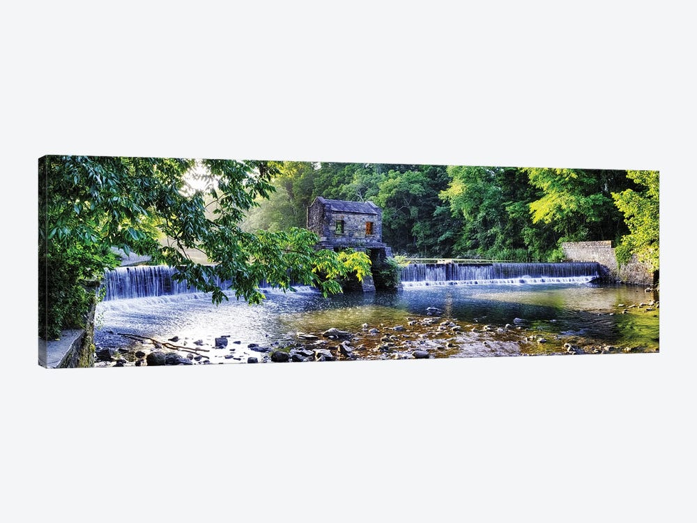 Old Dam With A Waterfall On The Whippany River, Speedwell Lake Park, Morristown, New Jersey by George Oze 1-piece Canvas Wall Art