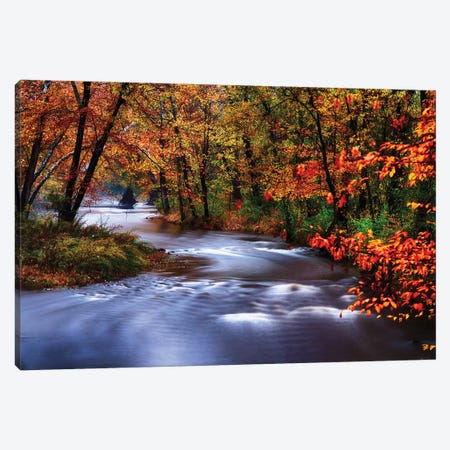 Meandering Lamingtorn River With Autumn Colors, New Jersey Canvas Print #GOZ706} by George Oze Canvas Art Print