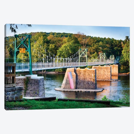 View Of The Lumberville-Raven Rock Bridge, Pennsylvania Canvas Print #GOZ709} by George Oze Canvas Wall Art