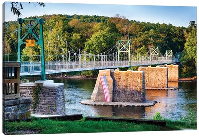 View Of The Lumberville-Raven Rock Bridge, Pennsylvania Canvas Art Print - George Oze