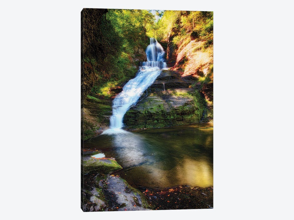 Dingmans Fall Early Autumn Scenic by George Oze 1-piece Canvas Print