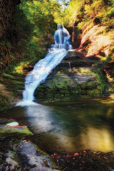 George Oze: Dingmans Fall Early Autumn Scenic by George Oze