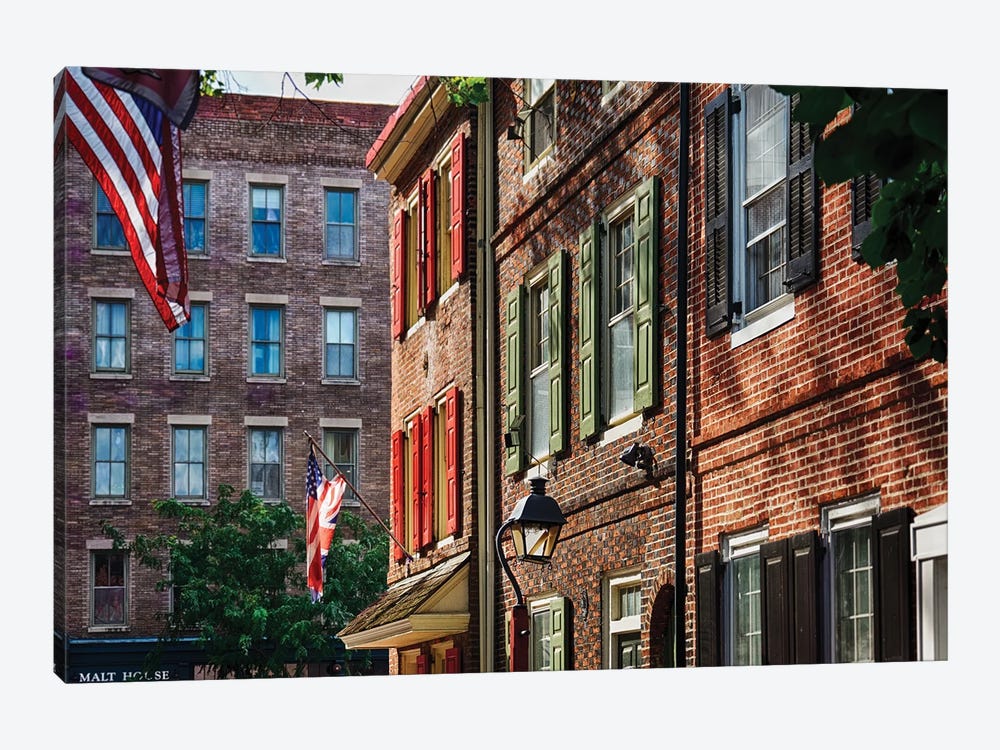 Charming Old Philadelphia Row Houses, Pennsylvania by George Oze 1-piece Canvas Art