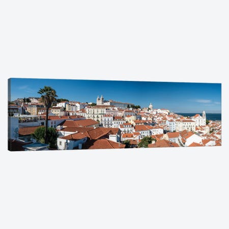 Lisbon Old Town Panorama, Portugal Canvas Print #GOZ720} by George Oze Canvas Artwork