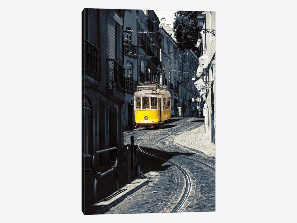 Yellow Tram No. 28 In Alfama District, Lisbon, Portugal by George Oze 1-piece Canvas Art Print