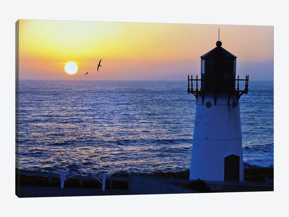 Sunset At The Montara Point Lighthouse, San Mateo County, California by George Oze 1-piece Canvas Art