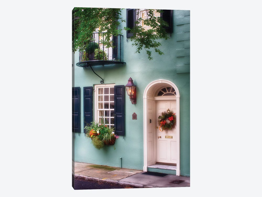 Entrance of a Pastel Colored Historic House in Charleston, South Carolina by George Oze 1-piece Art Print