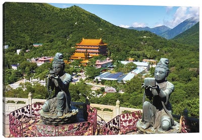 Two Of The Six Deva Statues Offering Gifts To The Tian Tan Buddha, Lantau Island, Hong Kong Canvas Art Print - George Oze