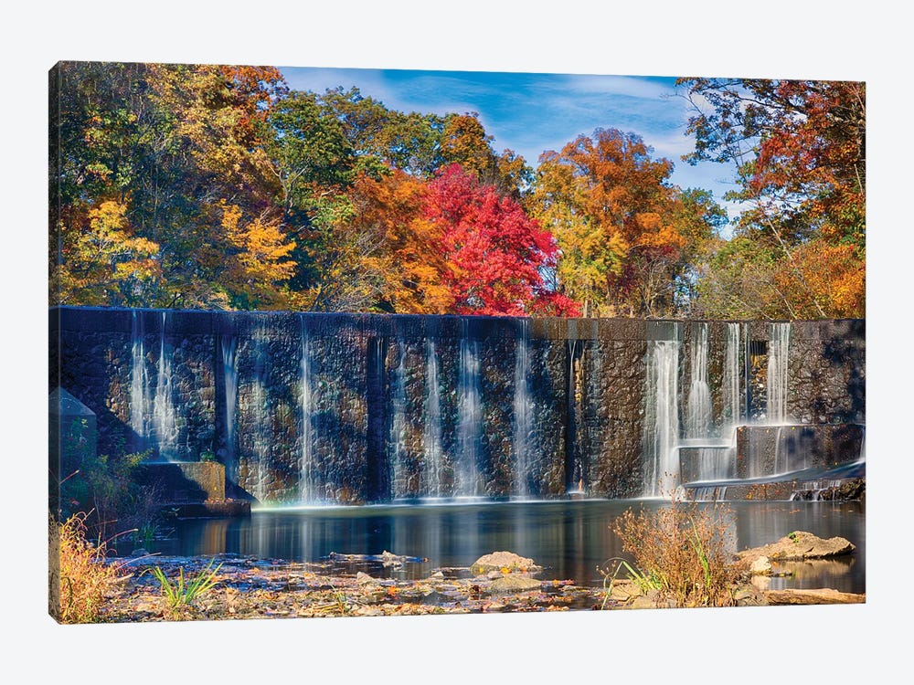 Autumn Scenic View Of The Seeley's Pond Waterfall, Watchung, Union County, New Jersey by George Oze 1-piece Canvas Artwork