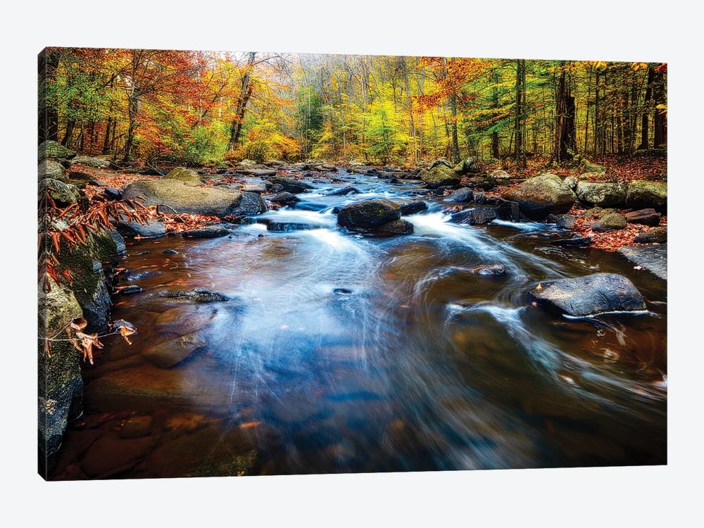 Fall Scenic of a Rocky River, New Jersey by George Oze 1-piece Canvas Print