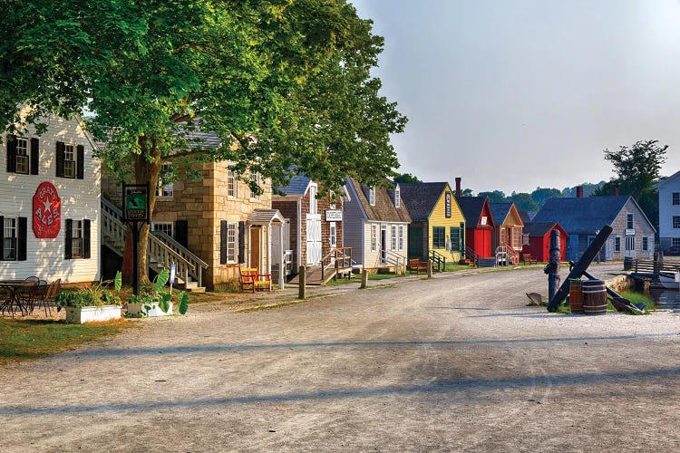 Historic Harbor Houses In Mystic Seaport, Connecticut