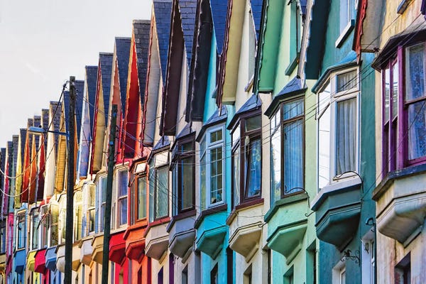 George Oze: Colorful Row Houses, Cobh, Republic Of Ireland by George Oze