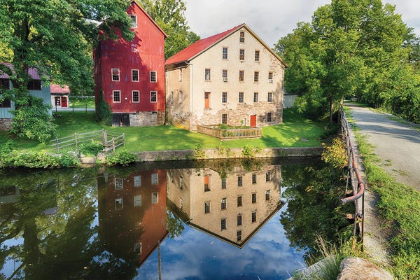 George Oze: The Historic Prallsville Mill During Summer, Stockton, New Jersey by George Oze