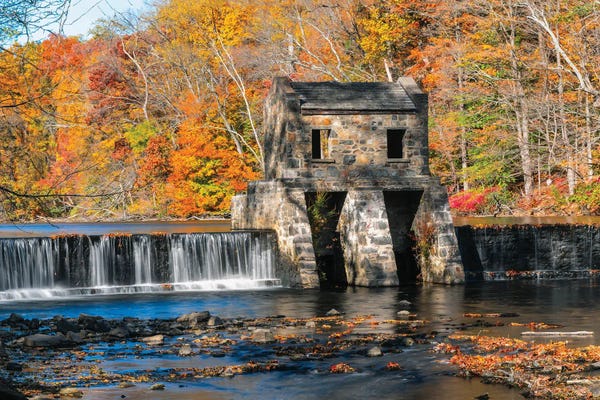 New Jersey: Speedwell Lake Dam Fall Scenic , Morristown, New Jersey by George Oze
