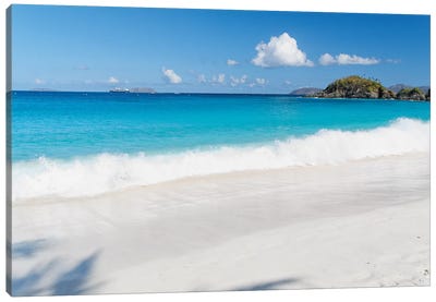 Gentle Waves on a White Sand Beach, Trunk Bay, St John, US Virgin Islands Canvas Art Print - Caribbean Art