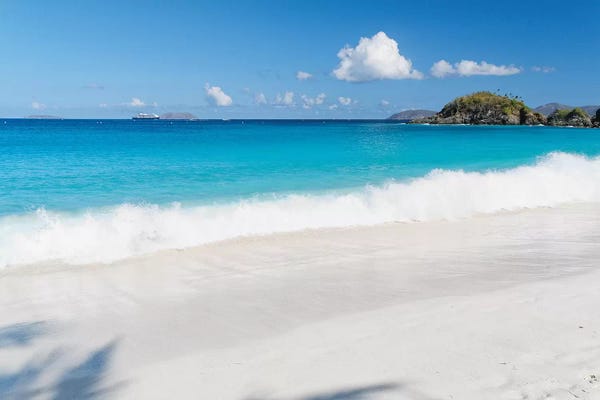 George Oze: Gentle Waves on a White Sand Beach, Trunk Bay, St John, US Virgin Islands by George Oze