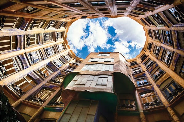 Catalonia: Sky View From La Pedrera, Barcelona, Catalonia, Spain by George Oze
