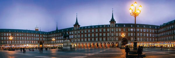 Night Panorama Of Plaza Mayor, Madrid, Spain