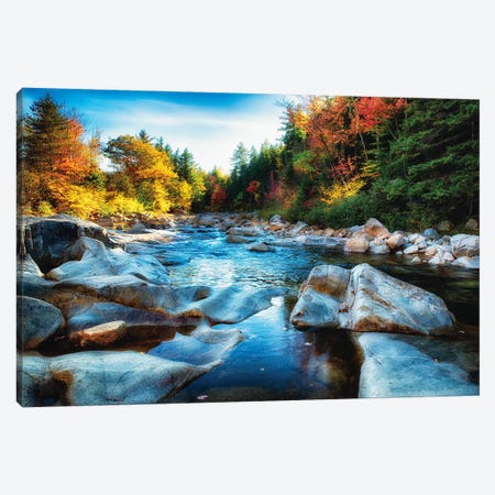 Granite Rocks in a Creek at Fall, Albany, New Hampshire Canvas Print #GOZ88} by George Oze Canvas Print