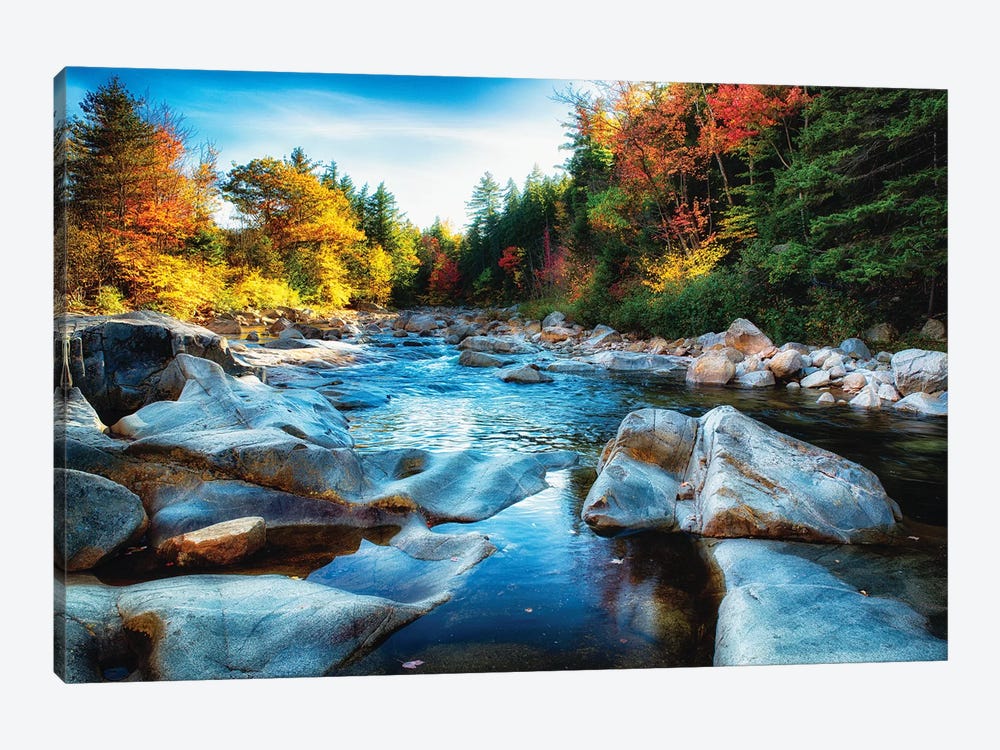 Granite Rocks in a Creek at Fall, Albany, New Hampshire by George Oze 1-piece Canvas Print