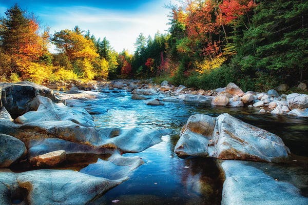 New Hampshire: Granite Rocks in a Creek at Fall, Albany, New Hampshire by George Oze