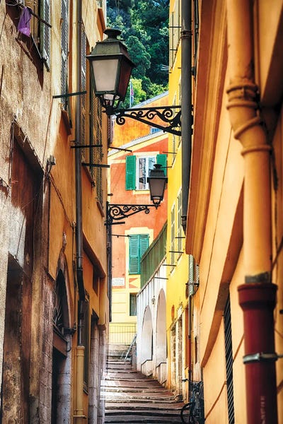 George Oze: Narrow Street In Old Town Nice, French Riviera, France by George Oze