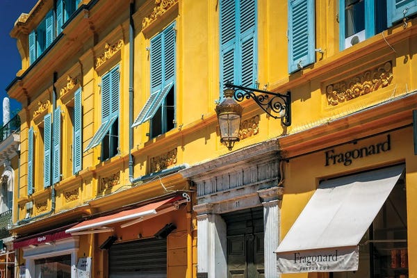 Colorful House Facades With Traditional Windows Old Town, Nice, French Riviera, France