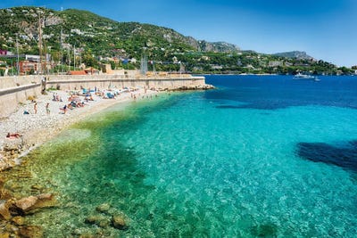 Lazy Day At The Beach Of The French Riviera, Villefranche-Sur-Mer, France by George Oze framed canvas print