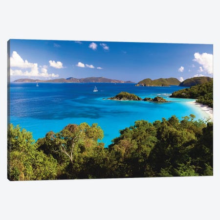 High Angle Panoramic View of Trunk Bay, St John, US Virgin Islands Canvas Print #GOZ92} by George Oze Canvas Artwork