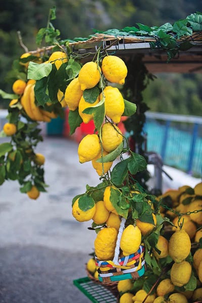 Campania: Lemon Strands At A Street Vendor, Amalfi, Italy by George Oze
