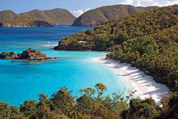 Coastlines: High Angle View of a Bay, Trunk Buy, St. John, US Virgin Islands by George Oze