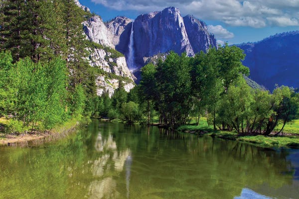 George Oze: Merced River With The Yosemite Falls, California by George Oze