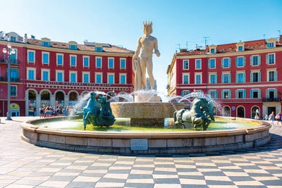 George Oze - Gallery Posters: The Fountain Of The Sun On Place Massena, Nice, Alpes Maritimes, France by George Oze