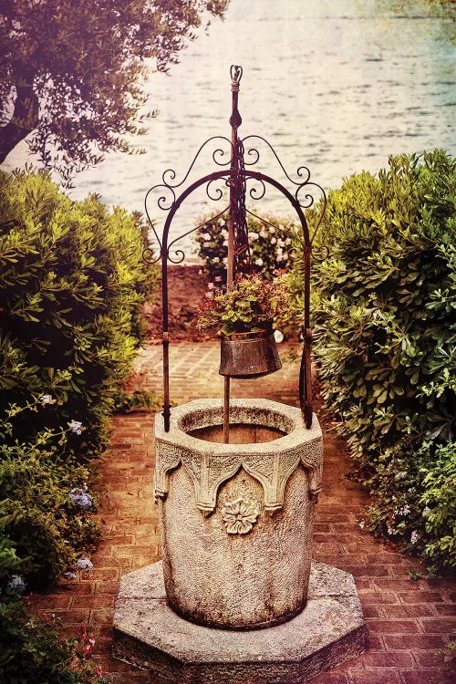 Antique Italian Well in a Garden at Lake Garda by George Oze wall art