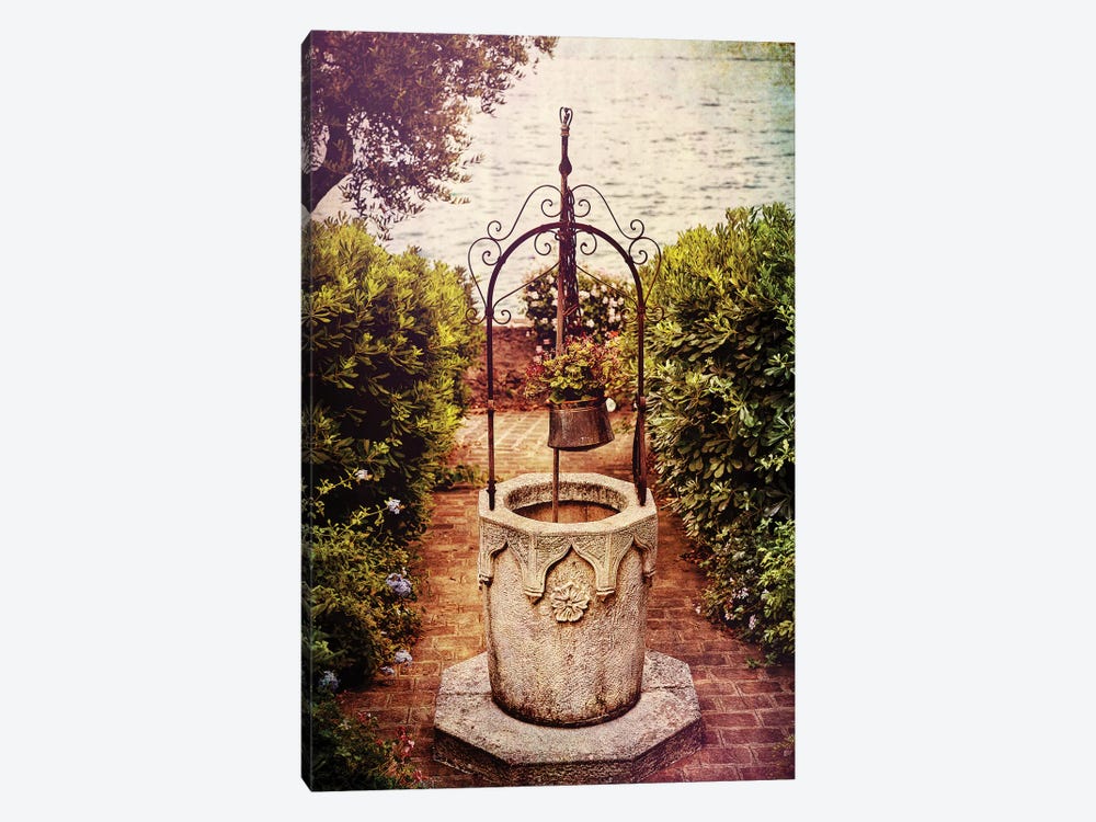 Antique Italian Well in a Garden at Lake Garda by George Oze 1-piece Canvas Art