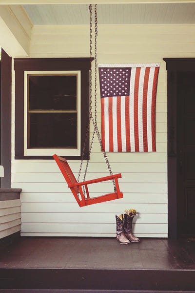 Patriotic Porch by Gail Peck framed wall art