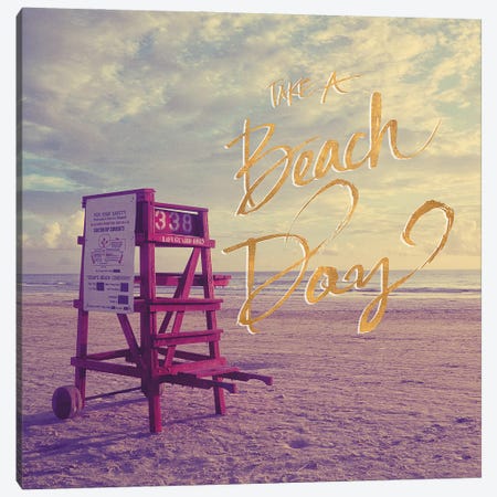Take A Beach Day Canvas Print #GPE41} by Gail Peck Canvas Art Print