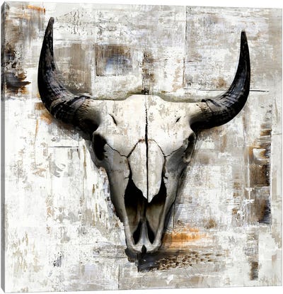 Cowskull On White Canvas Art Print - GraphINC