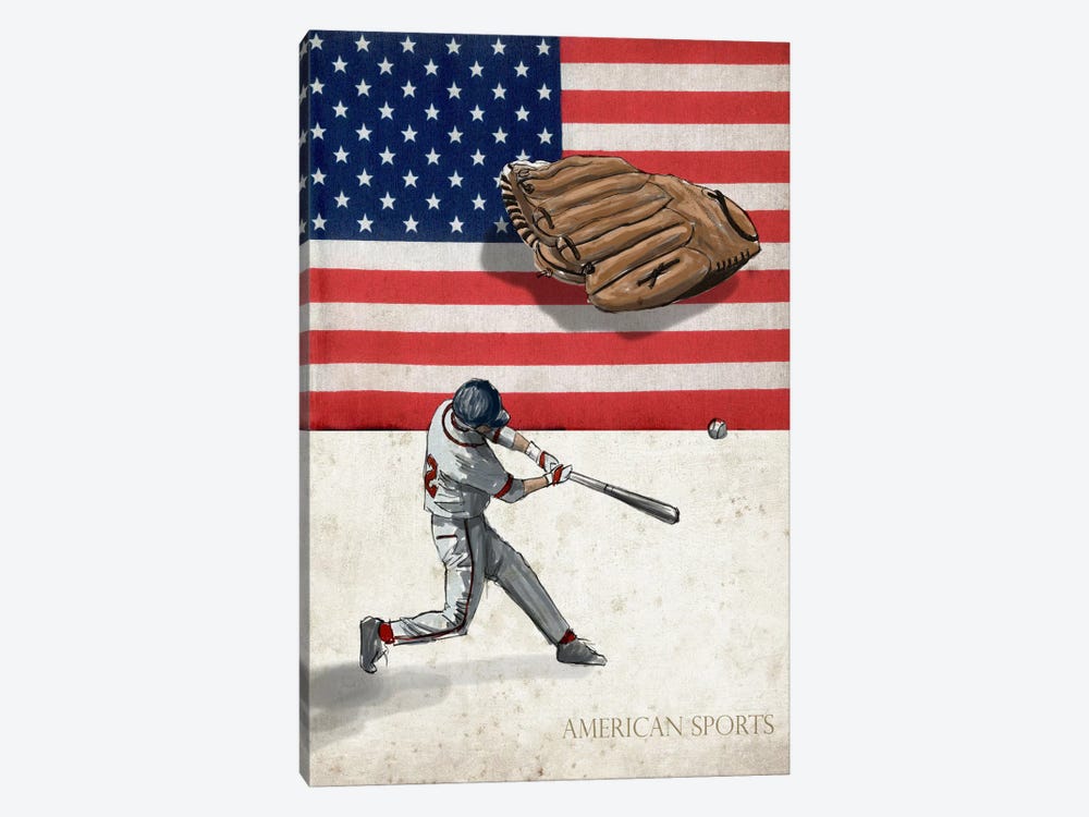 American Sports: Baseball I by GraphINC 1-piece Canvas Art