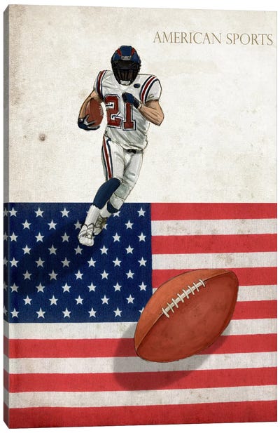 American Sports: Football I Canvas Art Print - Flag Art