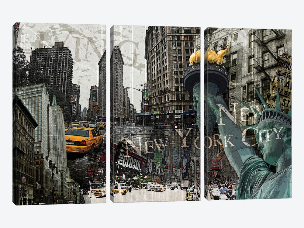 New York by GraphINC 3-piece Canvas Artwork