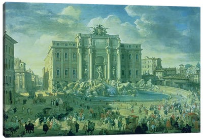 The Trevi Fountain in Rome, 1753-56  Canvas Art Print - Lazio Art