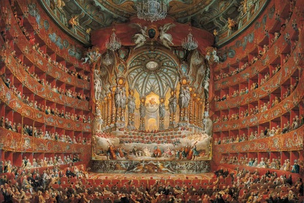 Interiors: Festa In Teatro A Roma by Giovanni Paolo Panini