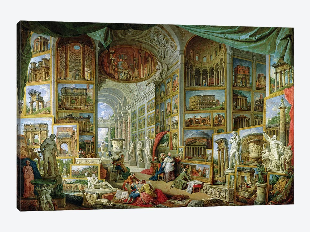 Gallery of Views of Ancient Rome, 1758  by Giovanni Paolo Panini 1-piece Canvas Art