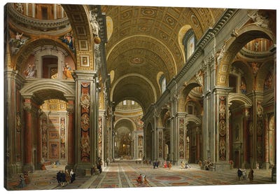 Interior of St. Peter's, Rome, 1731  Canvas Art Print - Interiors